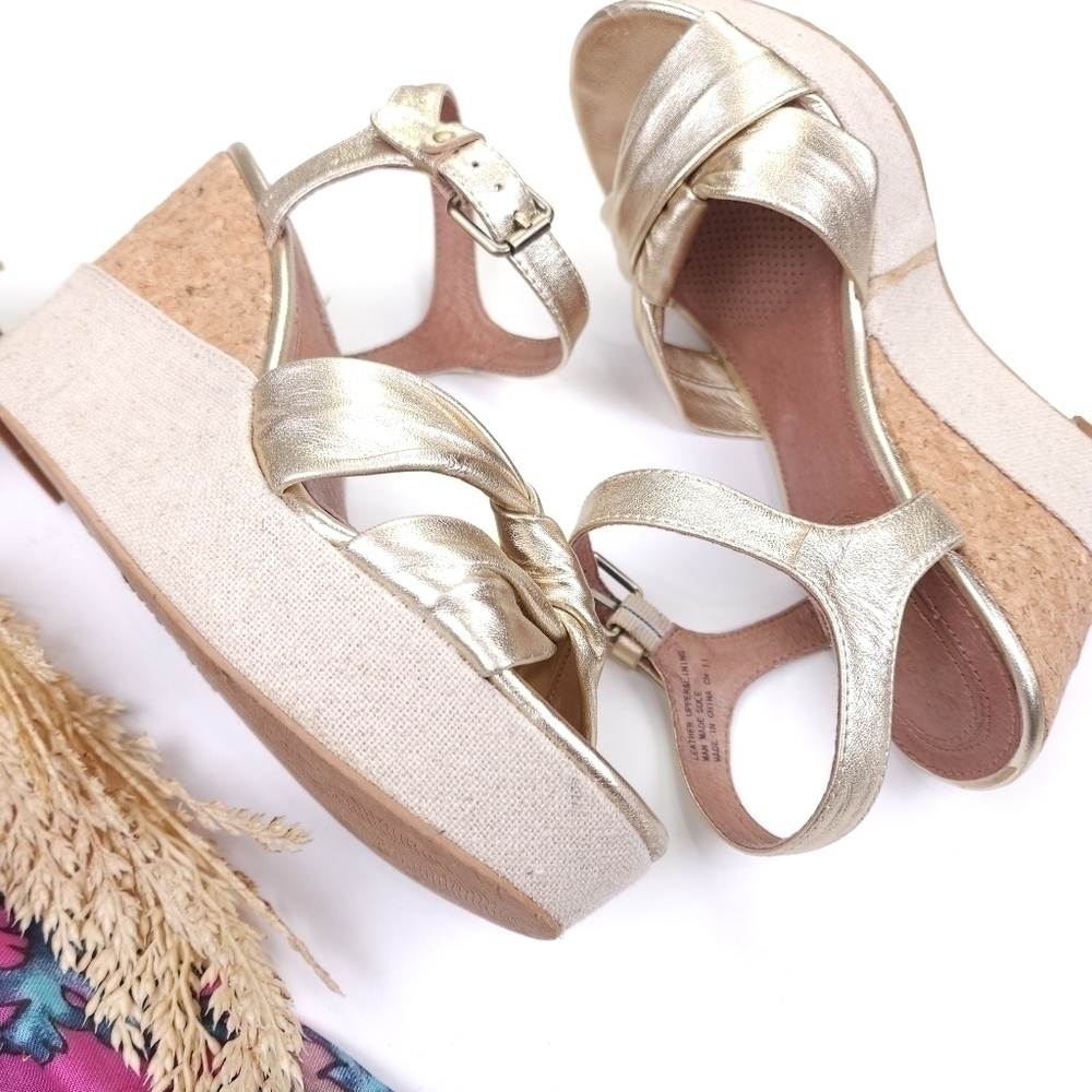 Corso Como Cream Gold Platform Wedge Sandals Sz 8½m - Picture 9 of 14